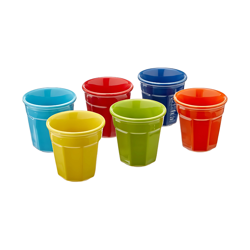 Set of six Bialetti Multicolour Coffee Cups, featuring vibrant and durable design.