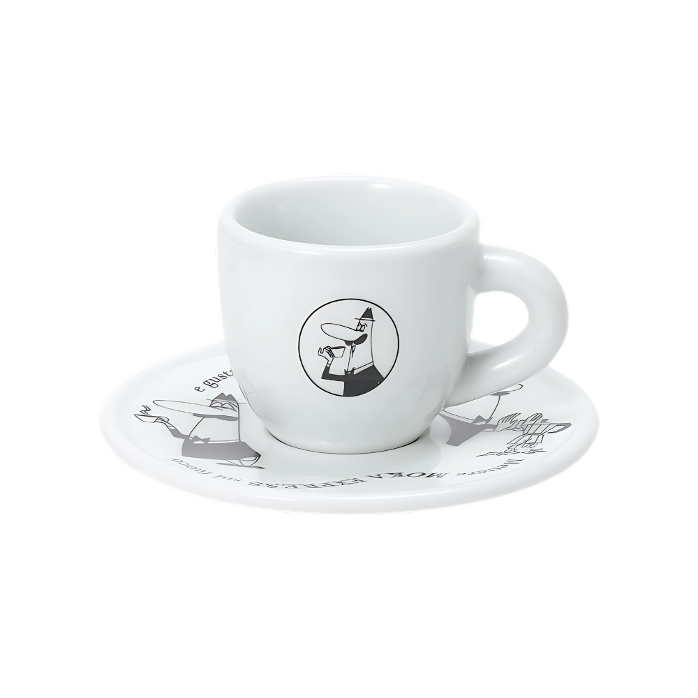 Bialetti Porcelain Coffee Cup and Saucer with Iconic Design, part of the 8-piece set