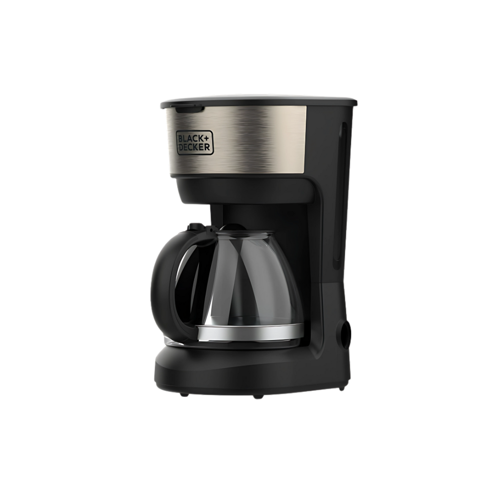 Image of Black & Decker Drip Coffee Machine, black, with a 12-cup capacity, full side view