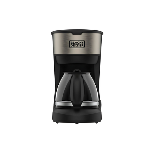 Image of Black & Decker Drip Coffee Machine, black, with a 12-cup capacity, front view