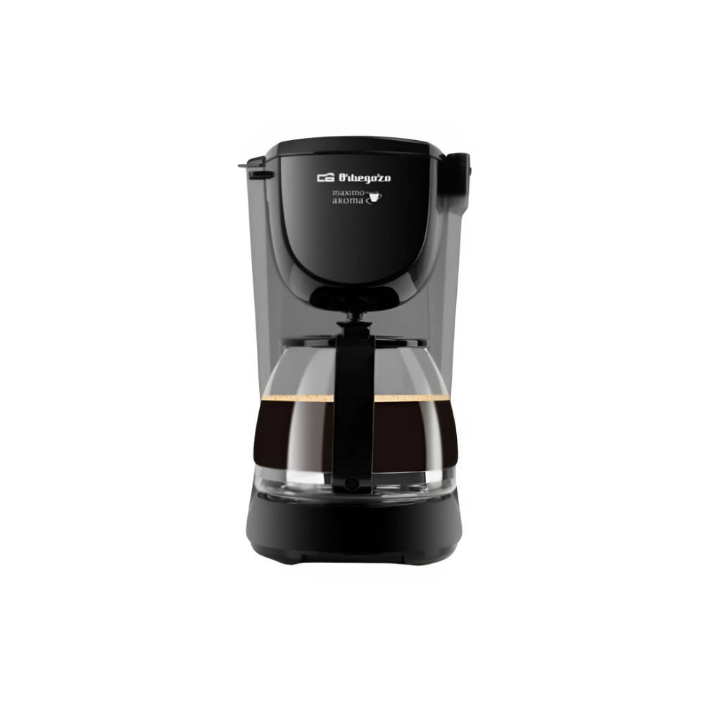 Image of Orbegozo Drip Coffee Machine, black, with a 12-cup capacity, front view